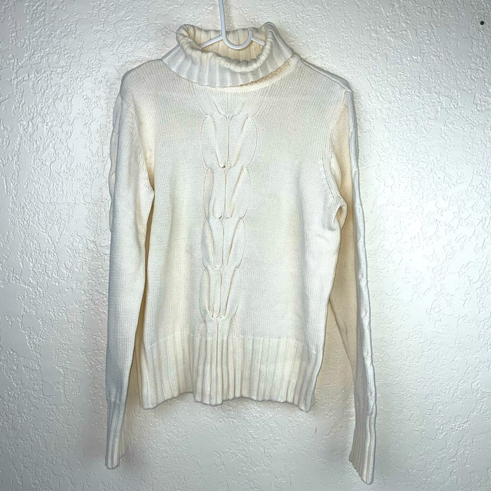 High Sierra turtle neck cotton knitted cream sweater